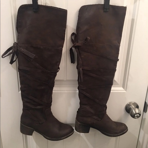 Faux leather over the knee boots - Picture 1 of 7